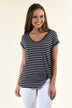 Navy Striped V-Neck Knot Top