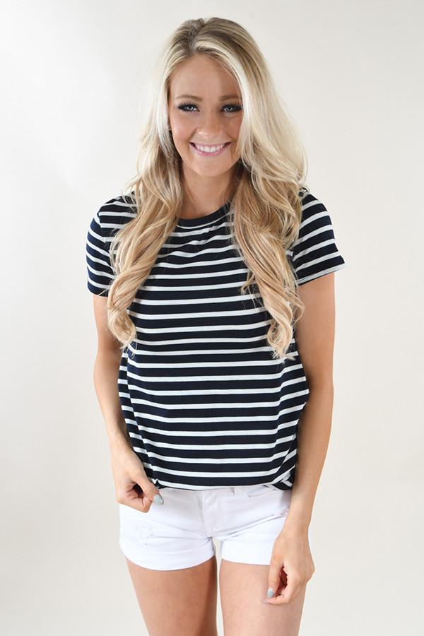Beach Life Striped Top ~ Navy