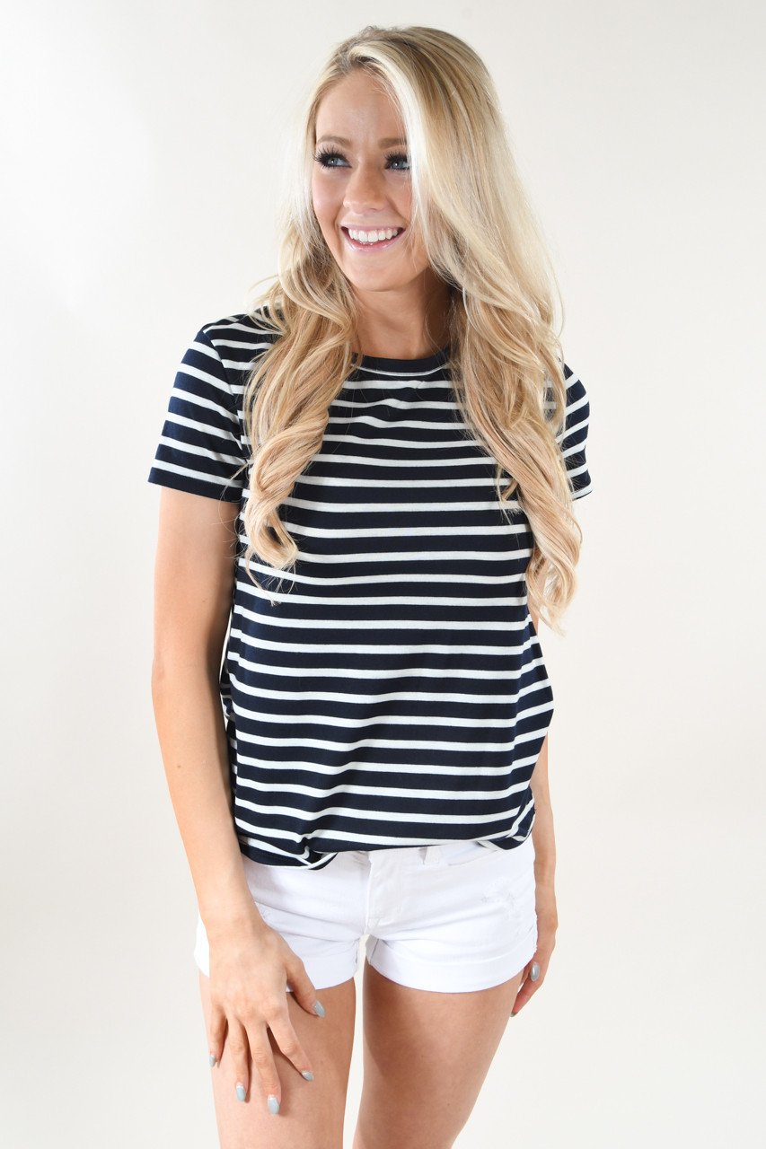 Beach Life Striped Top ~ Navy