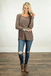 Button Sleeve Top ~ Mocha