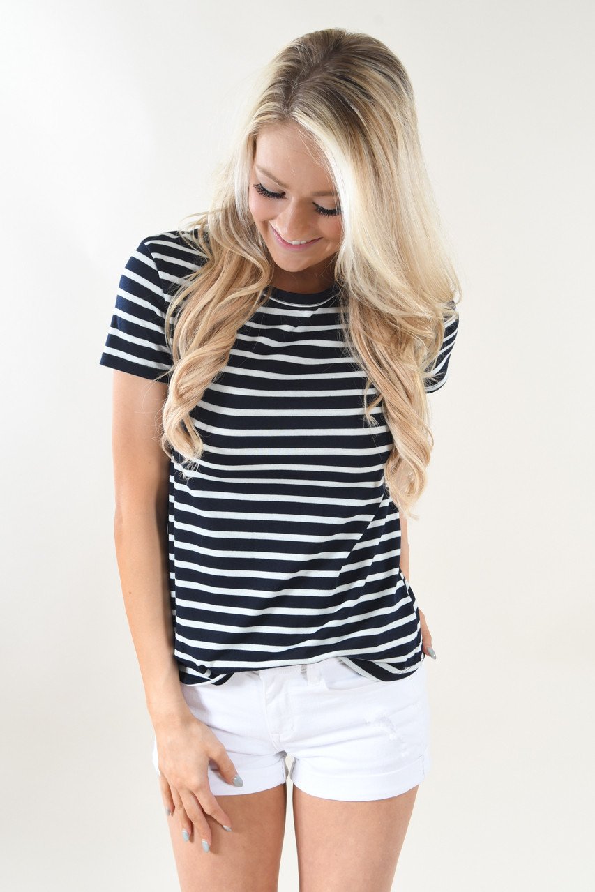 Beach Life Striped Top ~ Navy