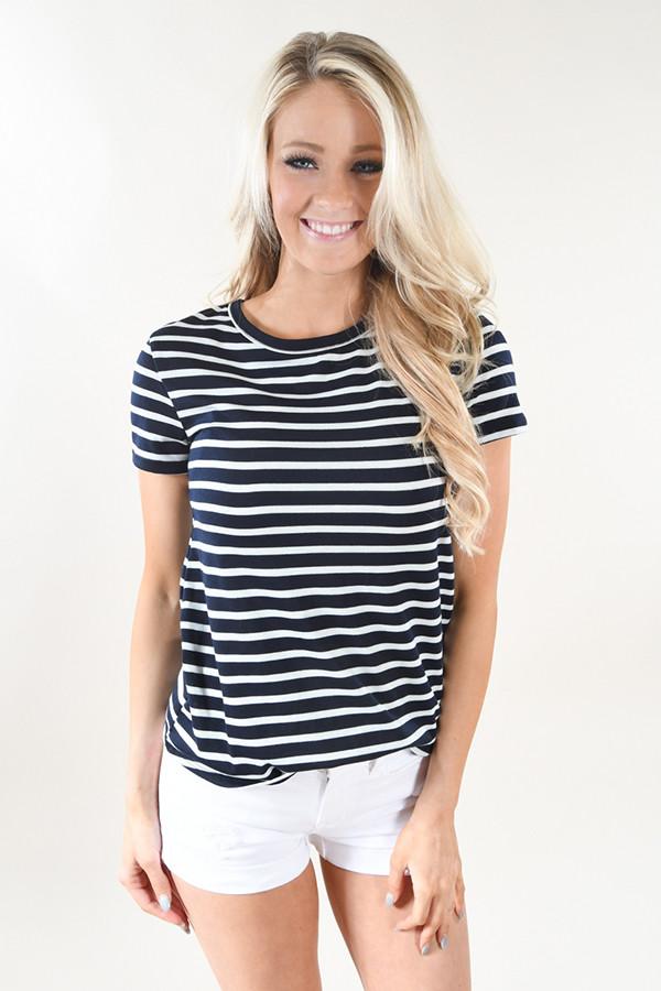 Beach Life Striped Top ~ Navy