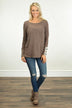 Button Sleeve Top ~ Mocha