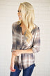 Tan & Cream Plaid Button Up Top
