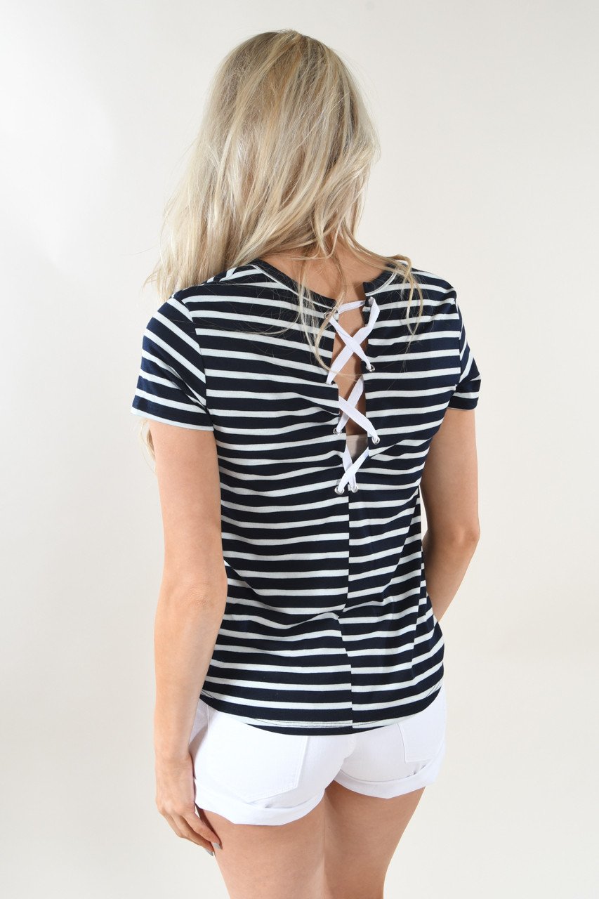 Beach Life Striped Top ~ Navy