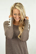 Button Sleeve Top ~ Mocha
