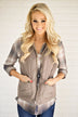Tan & Cream Plaid Button Up Top