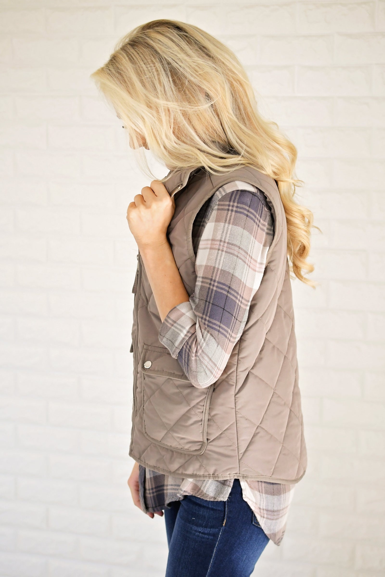 Tan Quilted Vest