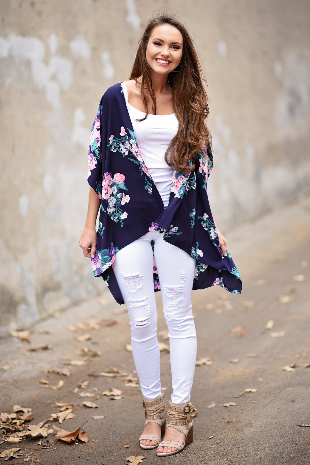 Dark Purple Floral Kimono