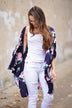 Dark Purple Floral Kimono