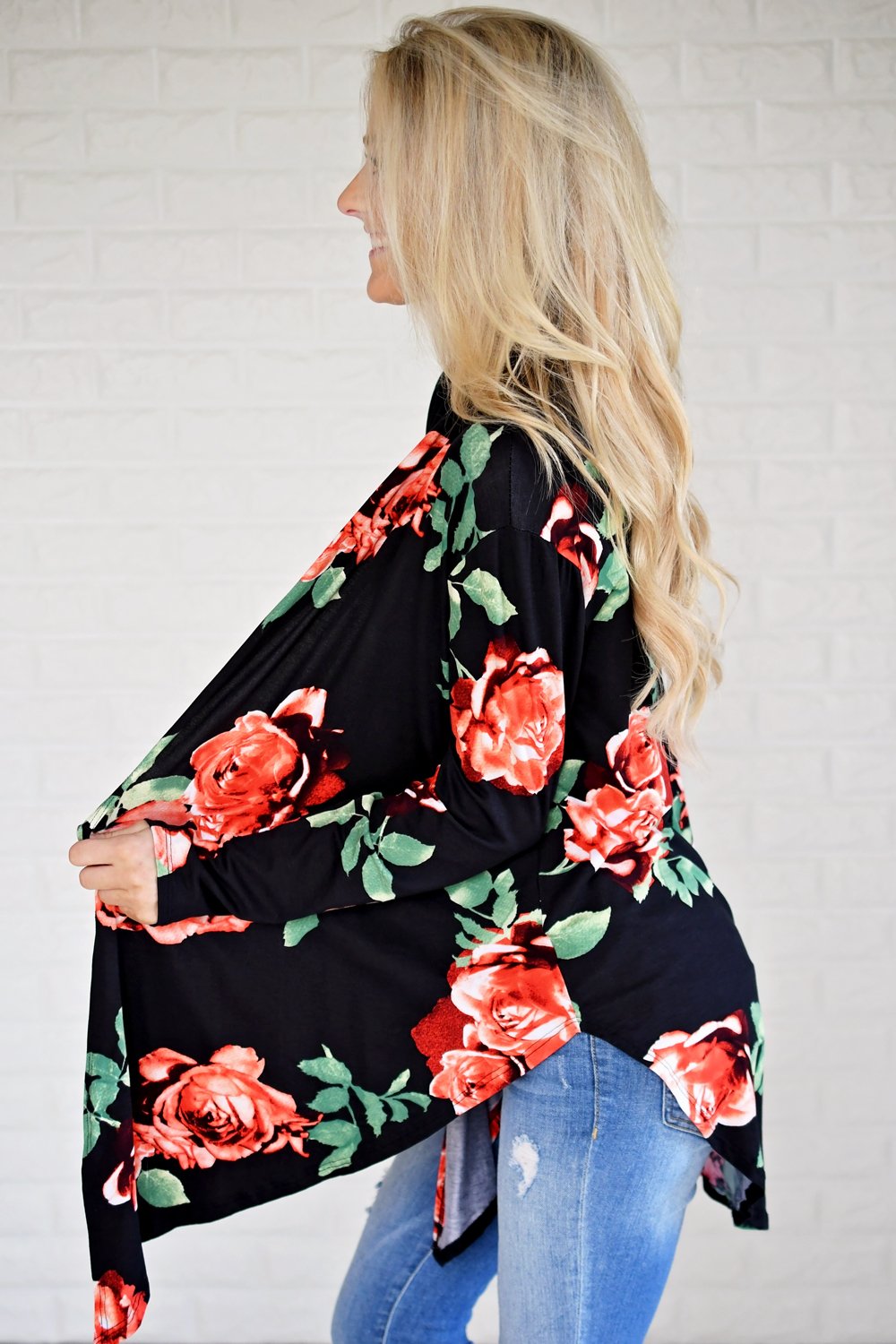 Bold Black Floral Cardigan
