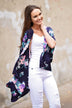 Dark Purple Floral Kimono
