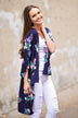 Dark Purple Floral Kimono
