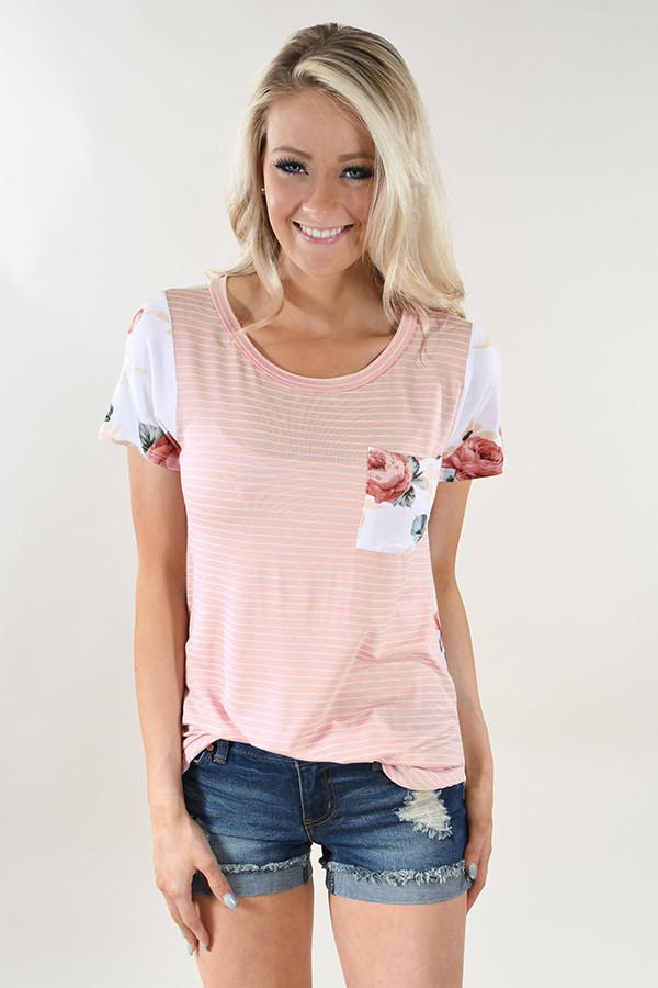 Isn't That Peachy Floral Pocket Top