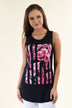 Dark Navy Floral Flag Tank Top