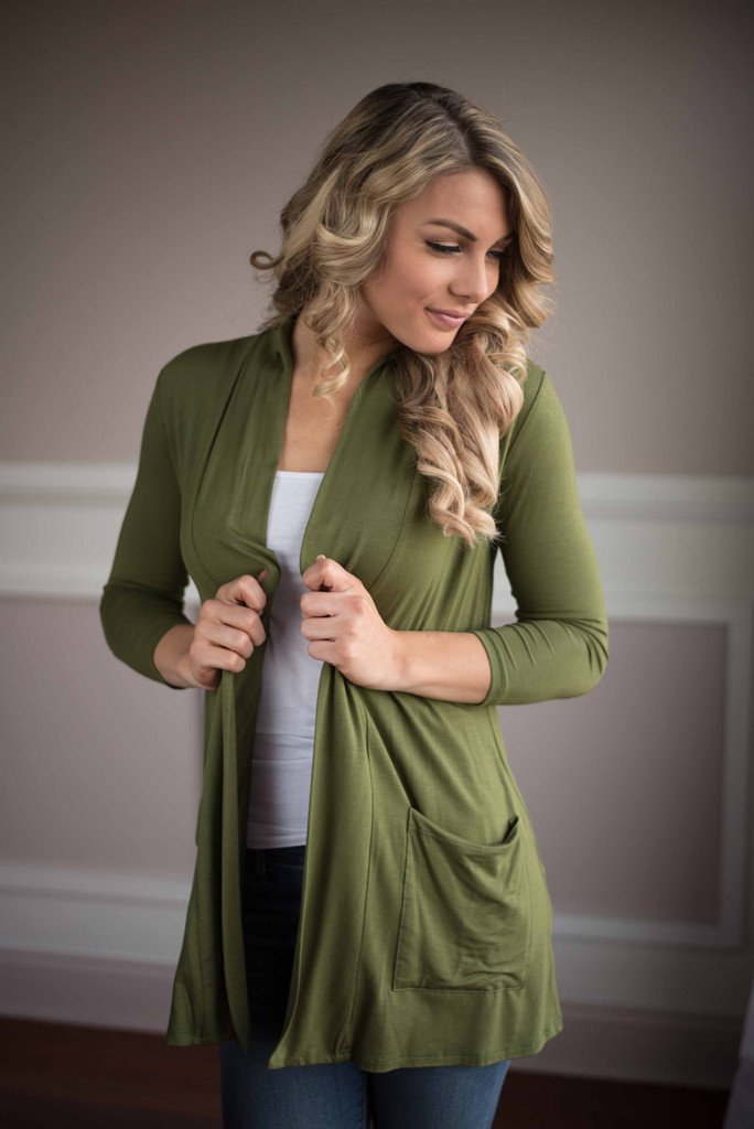 Olive Green Elbow Patch Cardigan