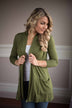 Olive Green Elbow Patch Cardigan