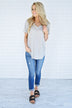 Grey Striped V-Neck Top