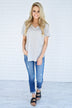 Grey Striped V-Neck Top