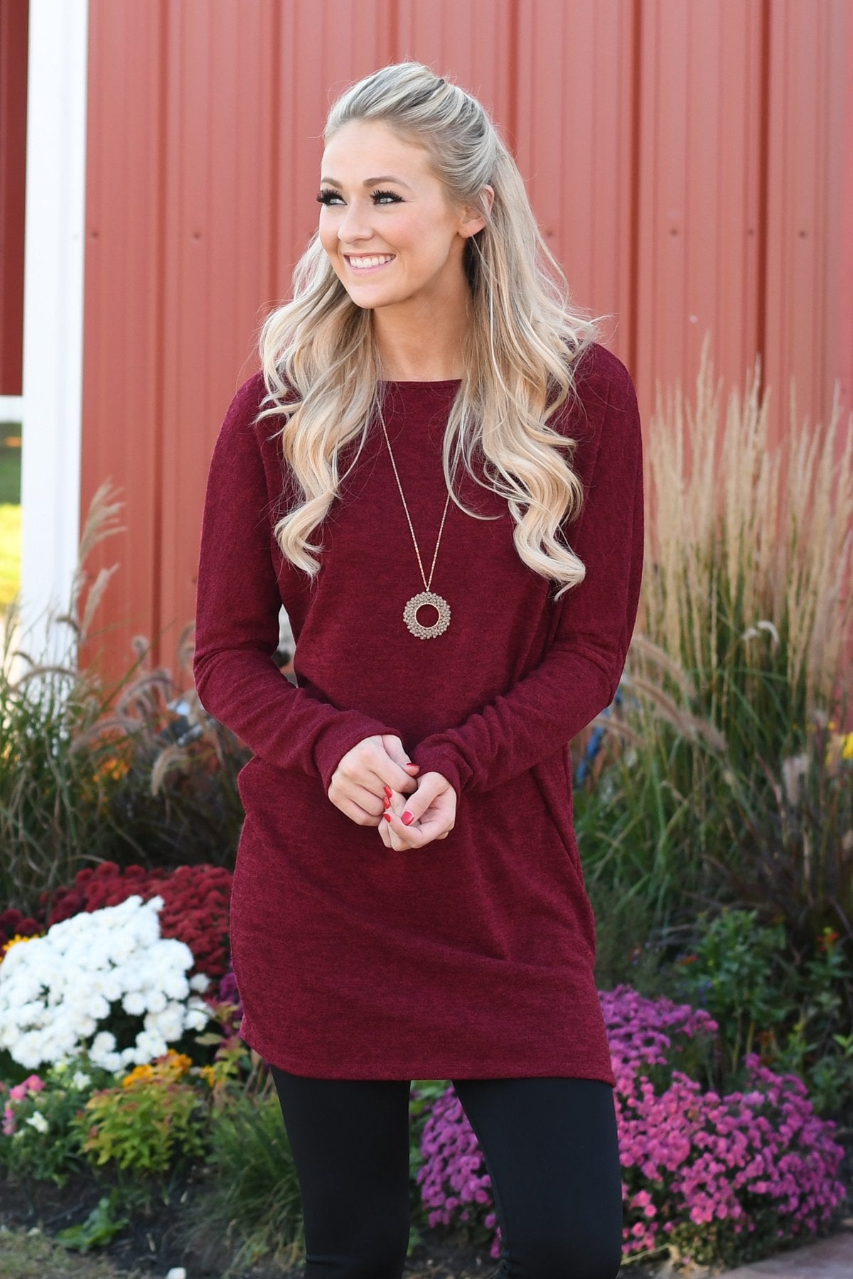 Fall Feels Burgundy Tunic Top – The Pulse Boutique