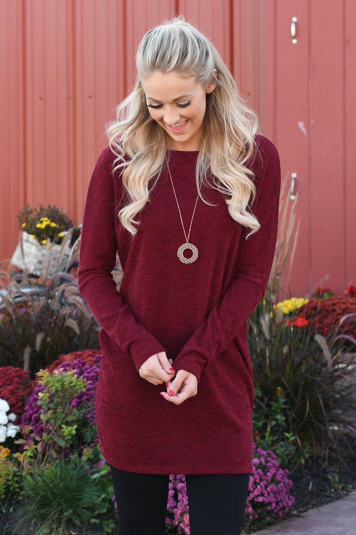 Fall Feels Burgundy Tunic Top – The Pulse Boutique