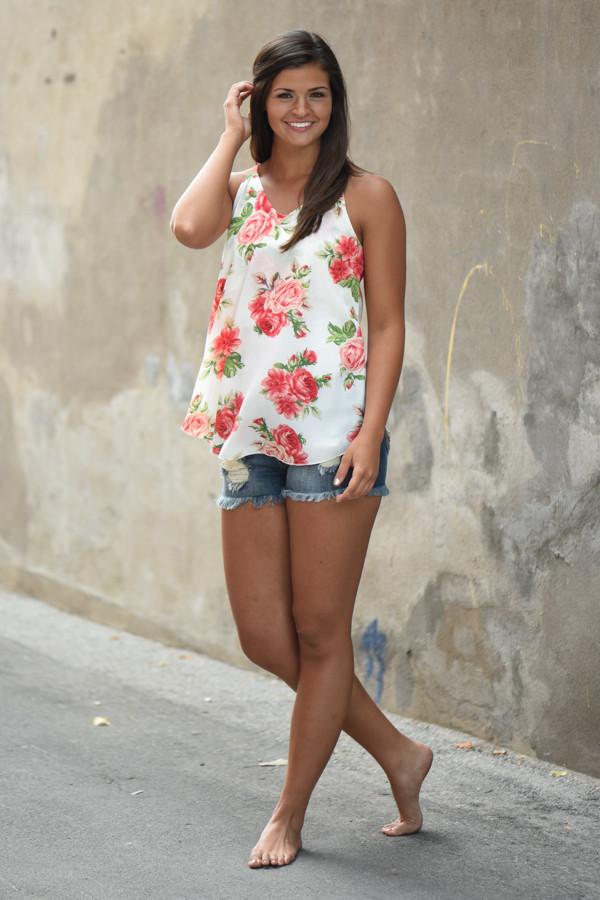 Floral Dream Tank Top ~ Ivory