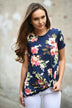 Navy Floral Short Sleeve Top