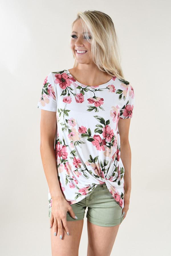Social Butterfly Floral Knot Top