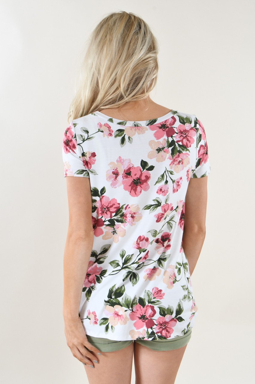 Social Butterfly Floral Knot Top
