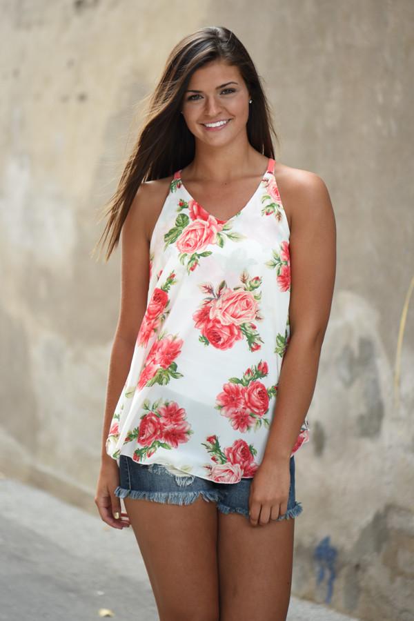 Floral Dream Tank Top ~ Ivory
