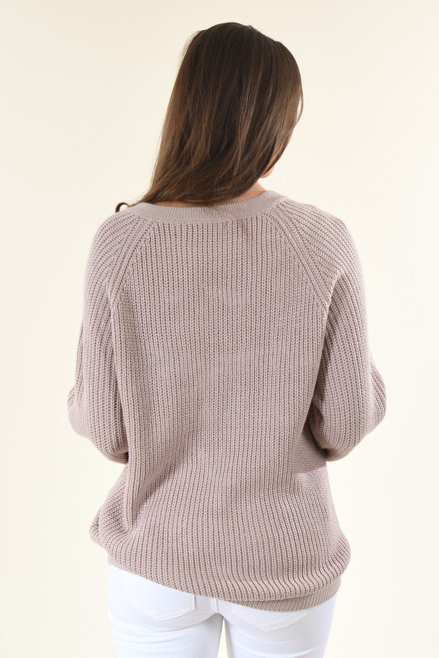 Light Lavender Lace Up Sweater