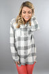 Grey and White Checkered Plaid Top