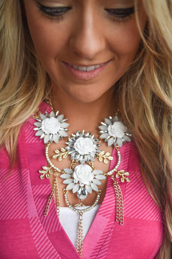 Floral Statement Necklace ~ Ivory