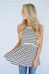Black & White Striped Babydoll Top