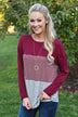 Burgundy Striped Colorblock top
