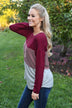 Burgundy Striped Colorblock top