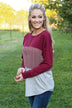 Burgundy Striped Colorblock top