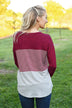 Burgundy Striped Colorblock top