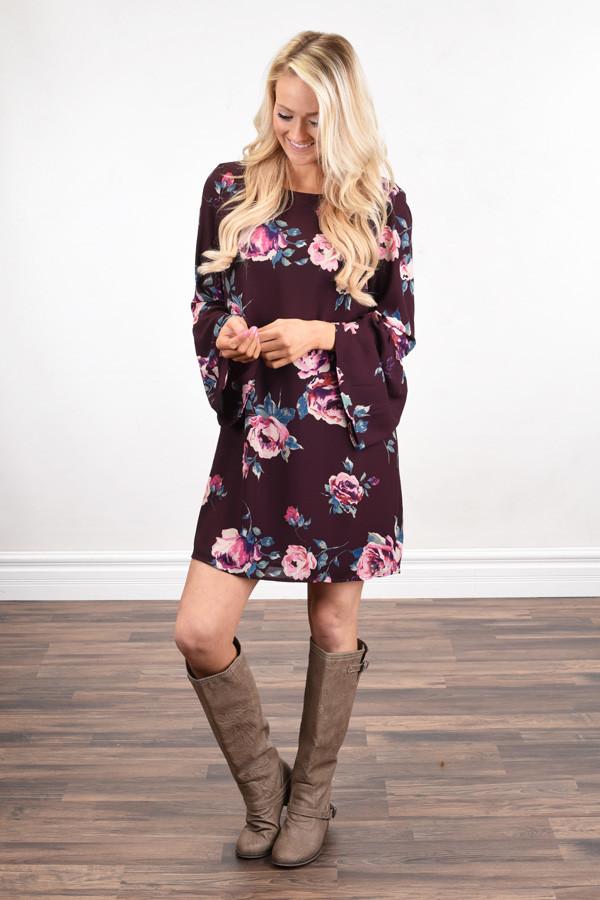 Everly Dress ~ Floral Wine