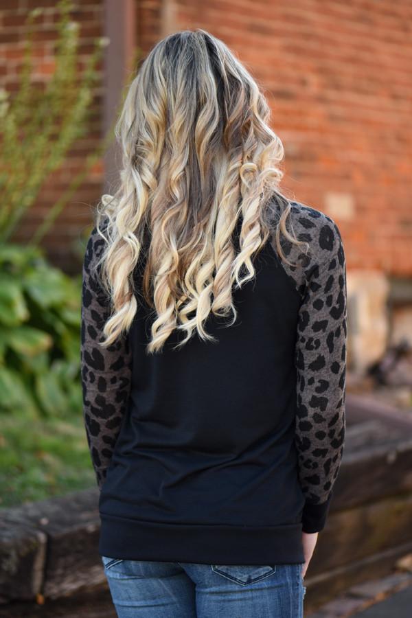 Leopard Bling Top ~ Coffee