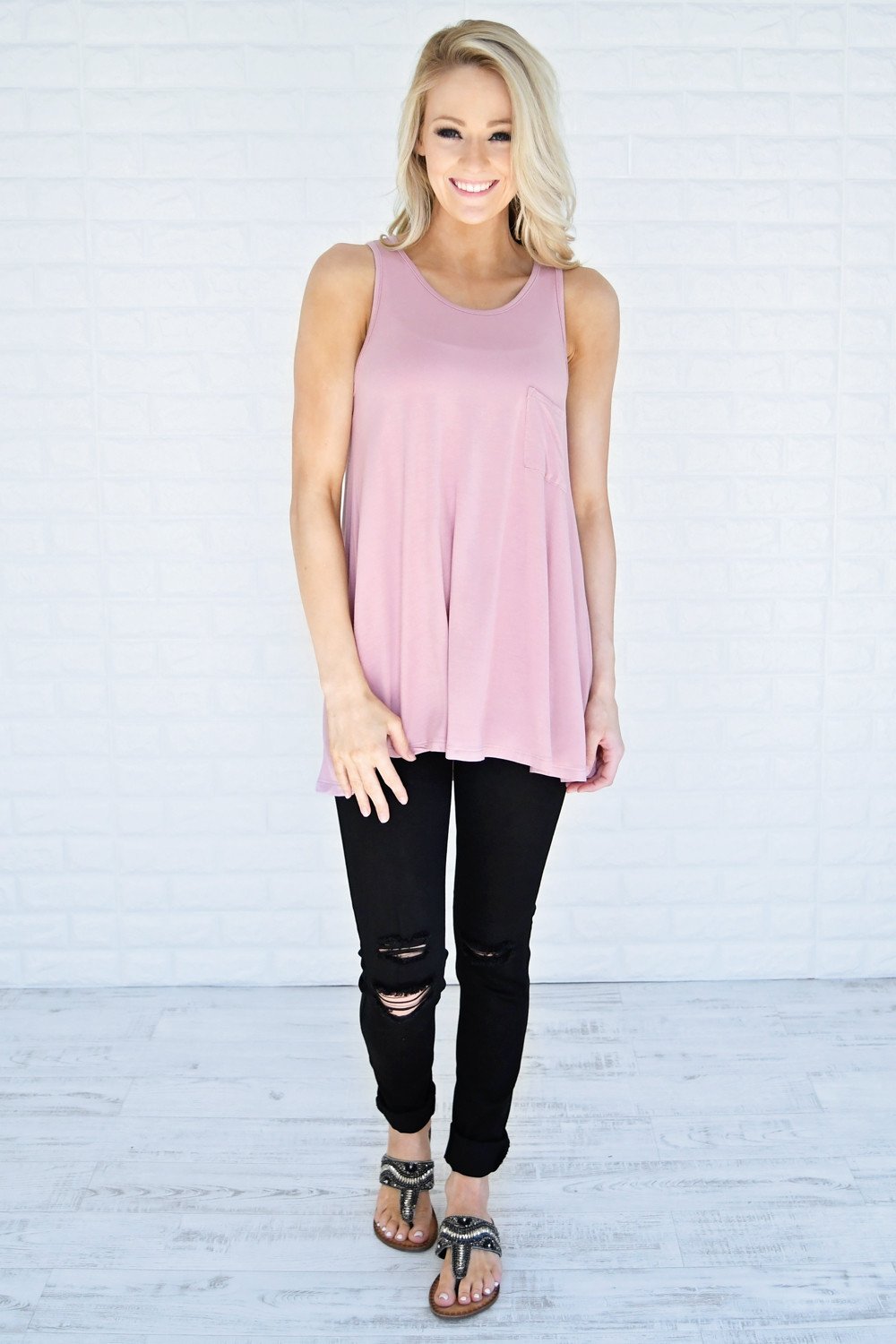 Mauve Racerback Pocket Top