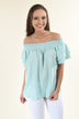 Blue Off The Shoulder Ruffle Top