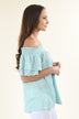 Blue Off The Shoulder Ruffle Top
