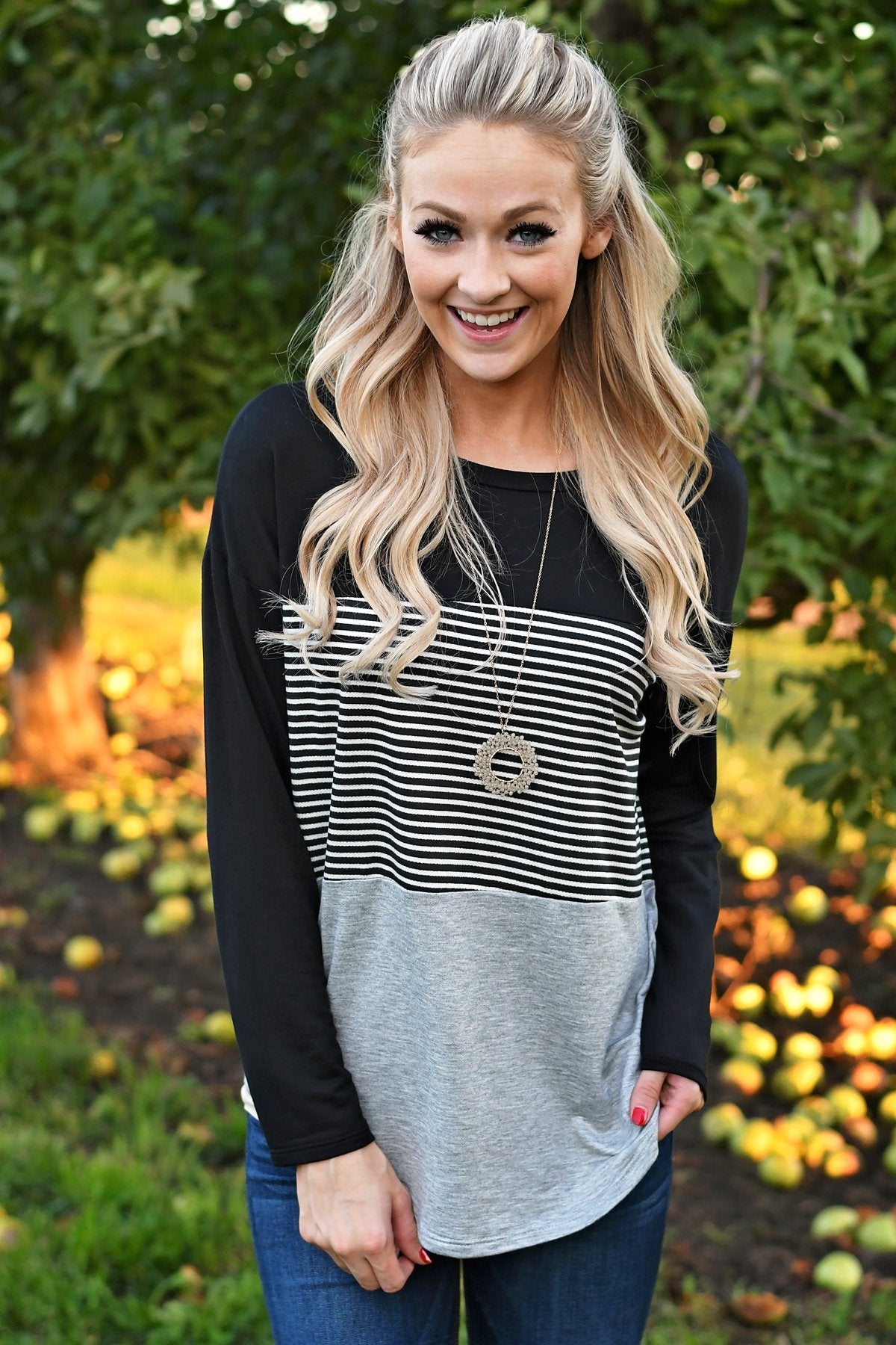 Black Striped Colorblock top – The Pulse Boutique