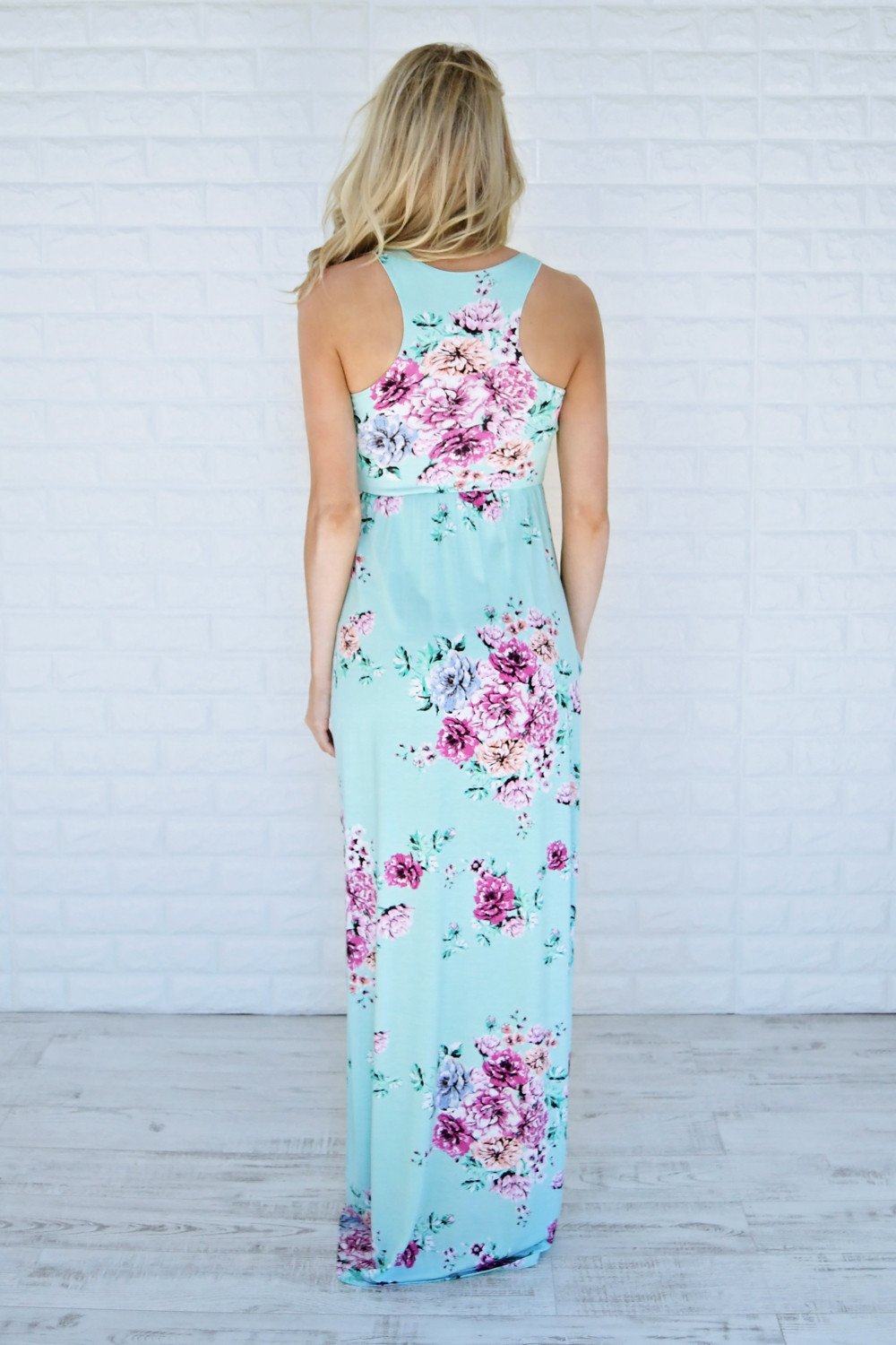 Clouds of Floral Maxi Dress ~ Mint