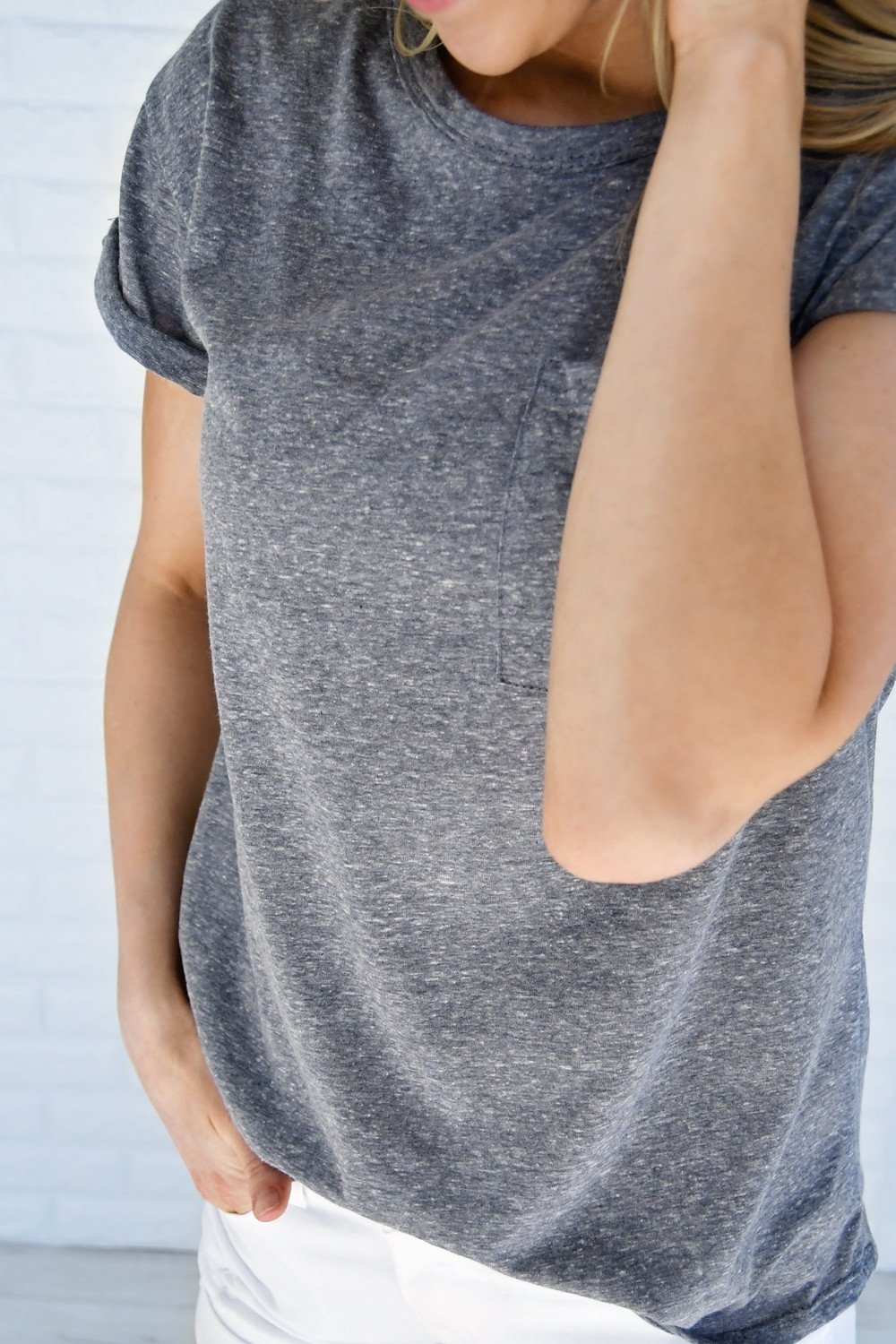 Hometown Girl Pocket Top ~ Grey