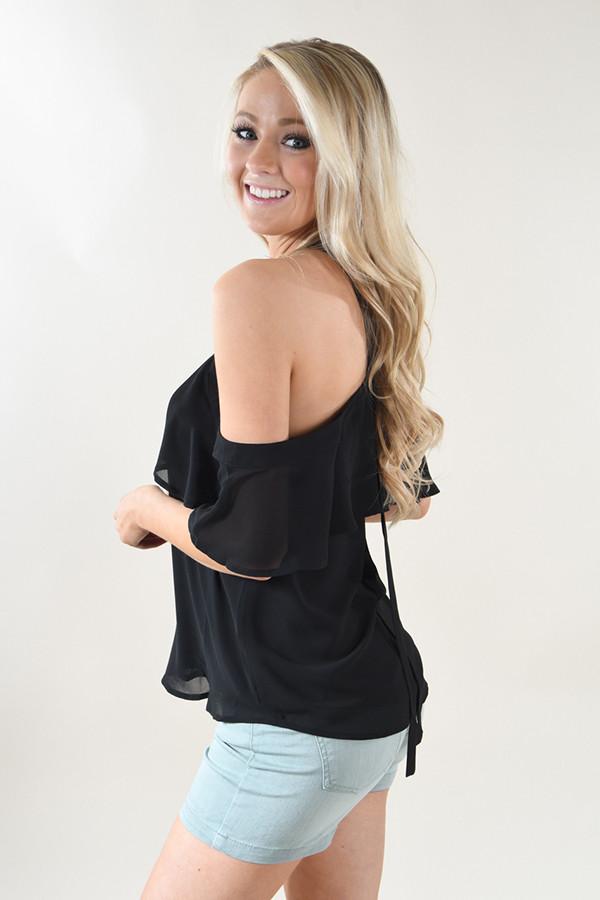 Sassy Cold Shoulder Top ~ Black