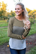 Olive Striped Colorblock top