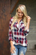 Traditional Red & Blue Flannel Top