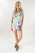 Tropical Criss Cross Floral Top ~ Mint
